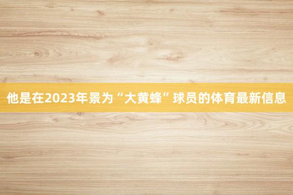 他是在2023年景为“大黄蜂”球员的体育最新信息