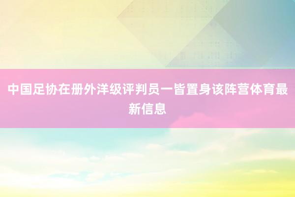 中国足协在册外洋级评判员一皆置身该阵营体育最新信息