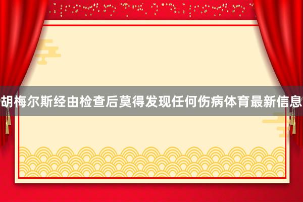 胡梅尔斯经由检查后莫得发现任何伤病体育最新信息