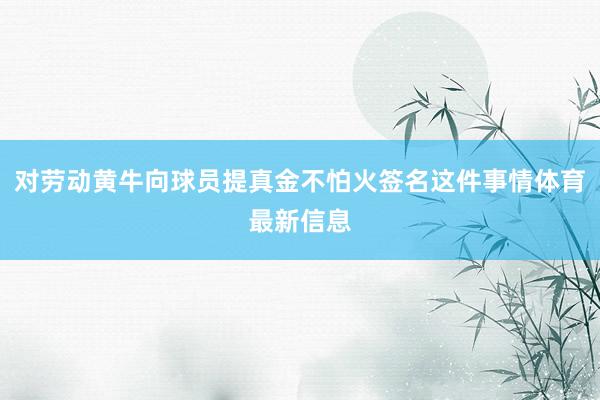 对劳动黄牛向球员提真金不怕火签名这件事情体育最新信息