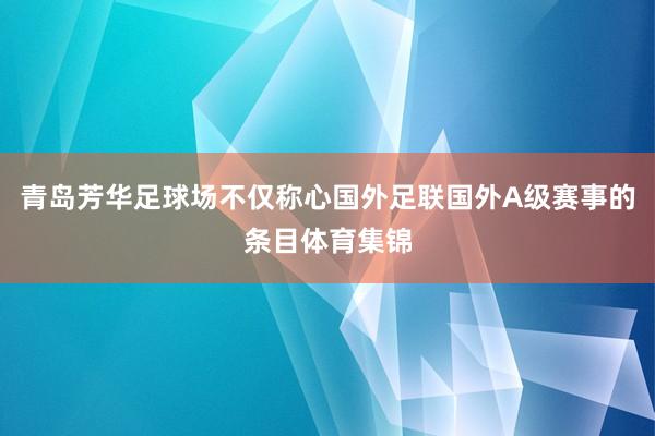 青岛芳华足球场不仅称心国外足联国外A级赛事的条目体育集锦