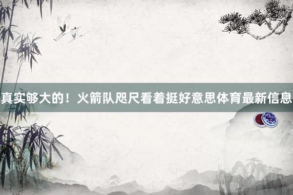 真实够大的！火箭队咫尺看着挺好意思体育最新信息