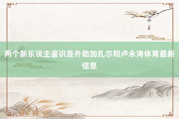 两个新东谈主鉴识是外助加扎尔和卢永涛体育最新信息