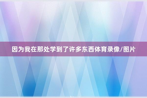 因为我在那处学到了许多东西体育录像/图片