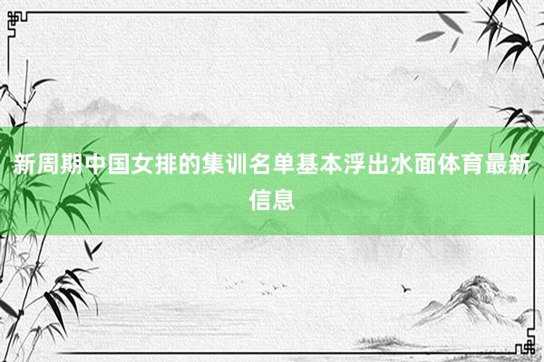 新周期中国女排的集训名单基本浮出水面体育最新信息