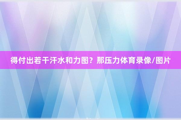 得付出若干汗水和力图？那压力体育录像/图片