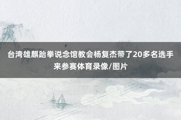 台湾雄麒跆拳说念馆教会杨复杰带了20多名选手来参赛体育录像/图片