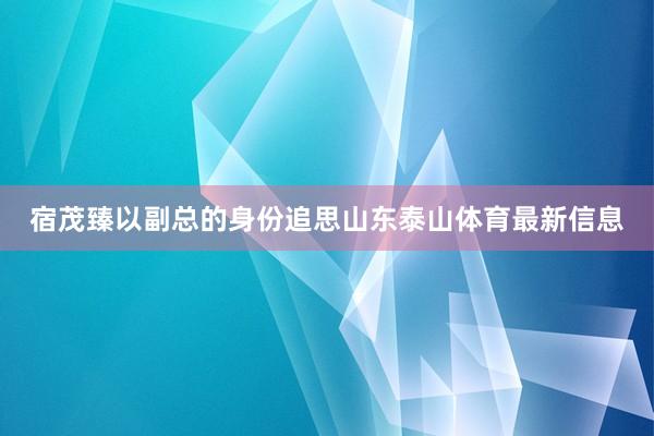 宿茂臻以副总的身份追思山东泰山体育最新信息